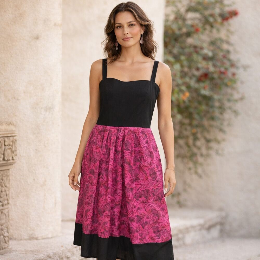Peruvian Connection Pleated Sleeveless Dress Floral Size 12